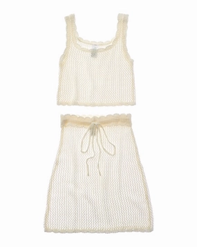 Beach Lingo 2pc Crochet Top & Skirt Set stylish teen girl swimsuits, teen girls swimwear sets