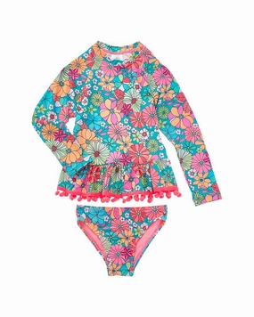 Beach Lingo 2pc Rashguard & Hipster Swim Set stylish teen girl swimsuits, teen girls swimwear sets