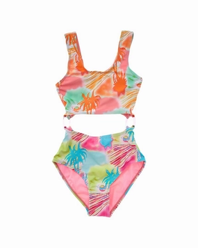 Beach Lingo Keyhole Cutout Monokini stylish teen girl swimsuits, teen girls swimwear sets