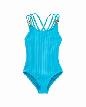 Beach Lingo Pony Bead One-Piece stylish teen girl swimsuits, teen girls swimwear sets