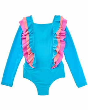 Beach Lingo Ruffle Rash Suit stylish teen girl swimsuits, teen girls swimwear sets