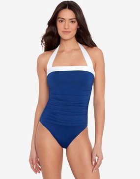 Bel Air Mio Bandeau Swimsuit - Sapphire womens resort swimwear, flattering one-piece swimsuits