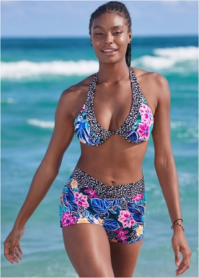 Belize Underwire Halter Top - Island Vibes supportive swim tops, printed bikini tops