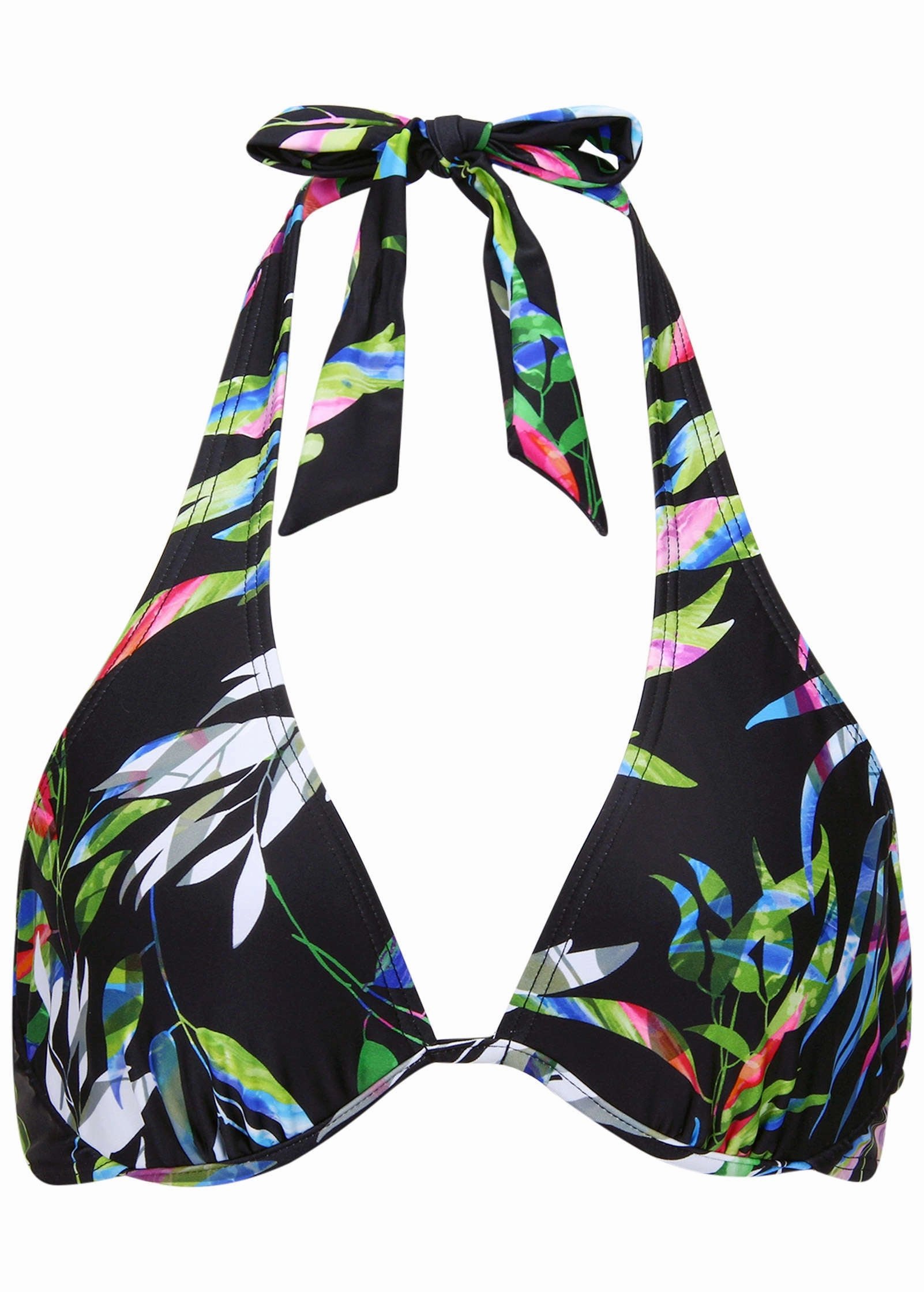 Belize Underwire Halter Top - Striped Leaves