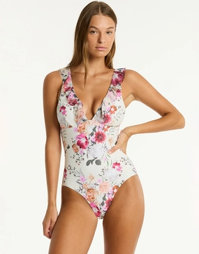 Belle Frill Swimsuit - Coconut tummy control swimwear women, slimming swimsuits