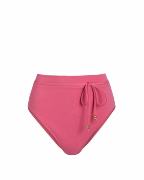 Belted Hi Waist Hi Leg Bottom In Hibiscus Metallic fashionable beach swimwear, modern womens bikinis