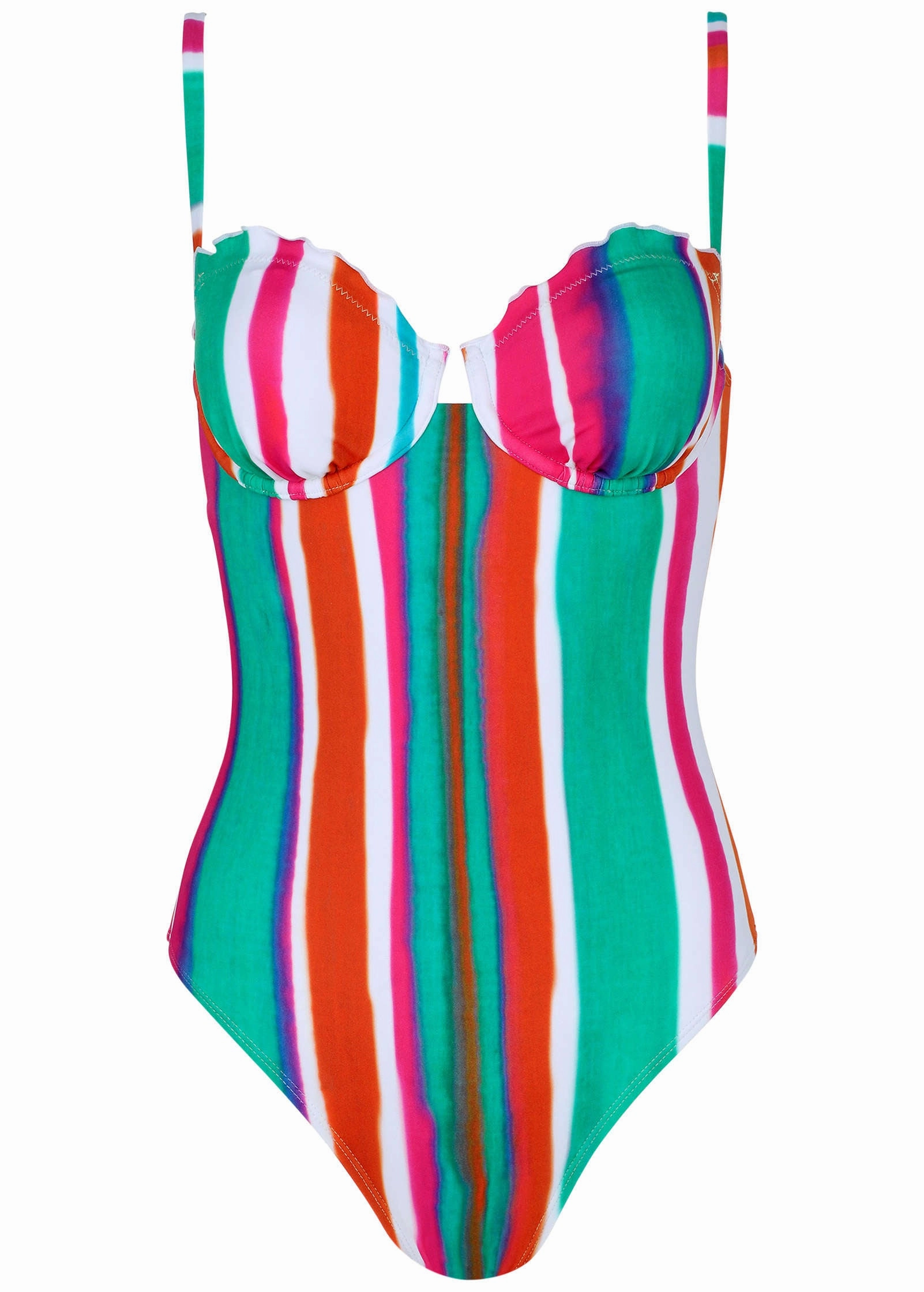 Bermuda Underwire One-Piece - Watercolor Stripe