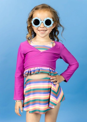 Berry | Mini Wrap Top Rashguard girls full coverage swimwear, kids swimwear for pool