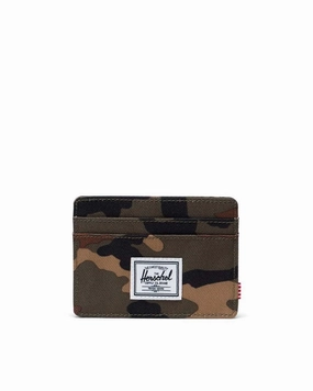 Secure Travel Wallet RFID Protection Case Herschel Charlie Cardholder - Woodland Camo