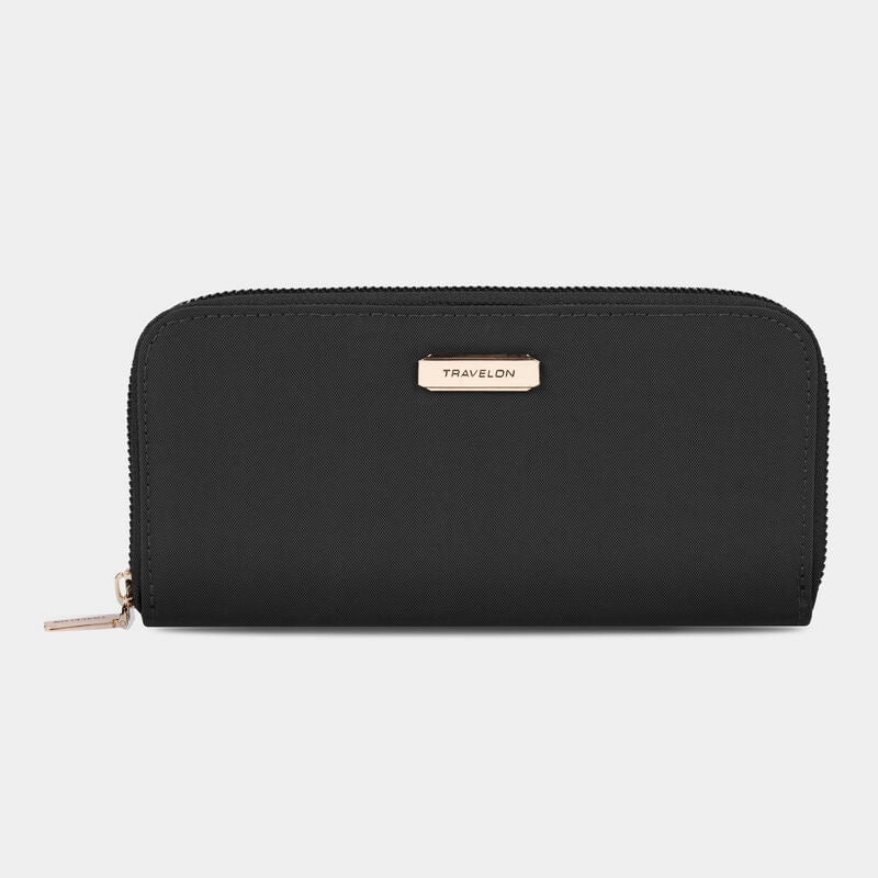 Travelon Rfid Blocking Single Zip Wallet Secure Travel Case