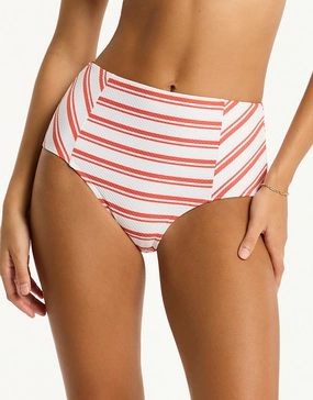 Biarritz Panelled High Waist Bikini Pant - Flame adjustable swim bottoms women, flattering bikini bottoms
