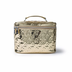 Travel Carry Bag Multi-Purpose Travel Bag Large Metallic Monogram Toiletry Bag - Metallic Gold