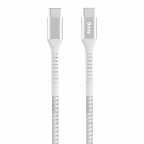 Dont Miss Out Snug Type-C To Type-C Nylon Braided Cable 60W -  1.2 Metre - White/Silver (Snpw-Cabntyct-W)