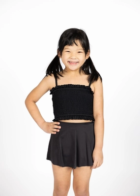 Black | Mini Bandeau Top girls full coverage swimwear, kids swimwear for pool