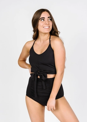 Black | Tied-Up Top tankini swim tops, adjustable bikini tops