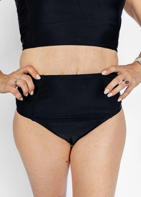 Black | Up High Bottoms elastic waistband swim bottoms, mix-and-match bikini bottoms
