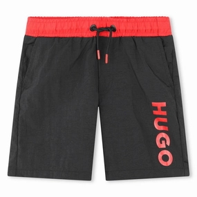 Black & Red Swim Shorts boys swimwear sets, boys swim trunks