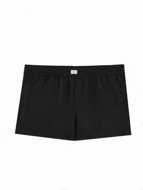 Black Logo Plaque Swimsuit summer mens swimwear, mens athletic swimwear