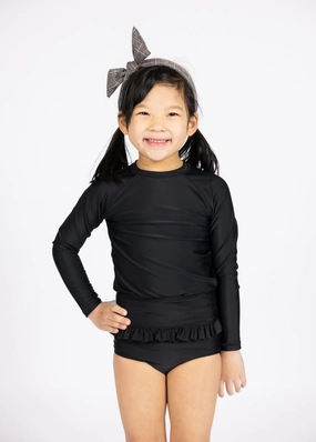 Black| Mini Rashguard Top (Unisex) boys summer swimwear, boys rash guard swim sets