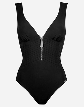 Blackout Swimsuit - Black cup sized swimwear women, supportive swimsuits for large bust
