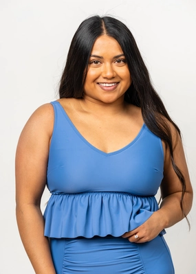 Blue Denim | V-Neck Top tankini swim tops, adjustable bikini tops