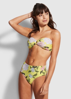 Boheme Wide Side Retro - Lime Light modern womens swimwear, one piece swimsuits women
