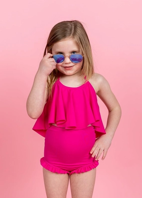 Bold Fuchsia | Mini Swing Top girls full coverage swimwear, kids swimwear for pool