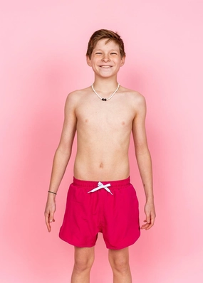 Bold Fuchsia | Youth Retro Shorties boys summer swimwear, boys rash guard swim sets
