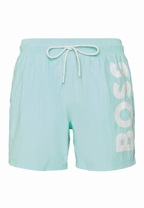 BOSS Men's Standard Octopus Swim Trunk, Paradise Blue mens beach swimwear, quick dry mens swimsuits