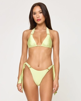 Brielle Bikini Top - Honeydew halter swim tops, wireless bikini tops