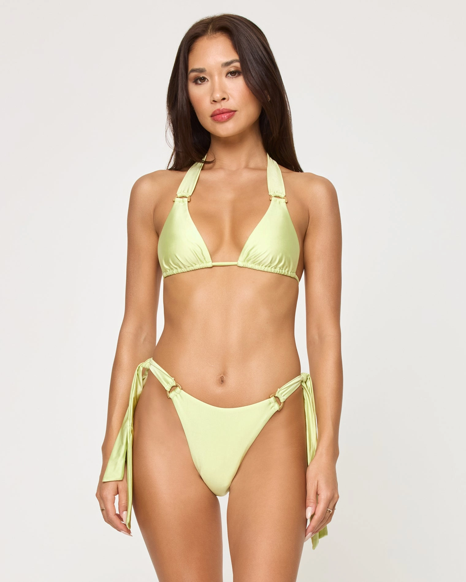 Brielle Bikini Top - Honeydew halter swim tops, wireless bikini tops