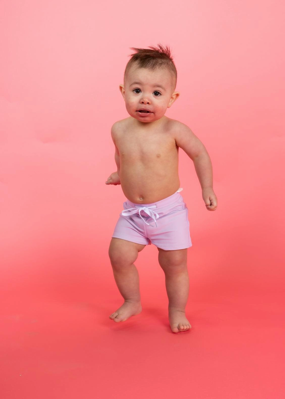 Bright Lilac | Baby Euro Shorts boys summer swimwear, boys rash guard swim sets