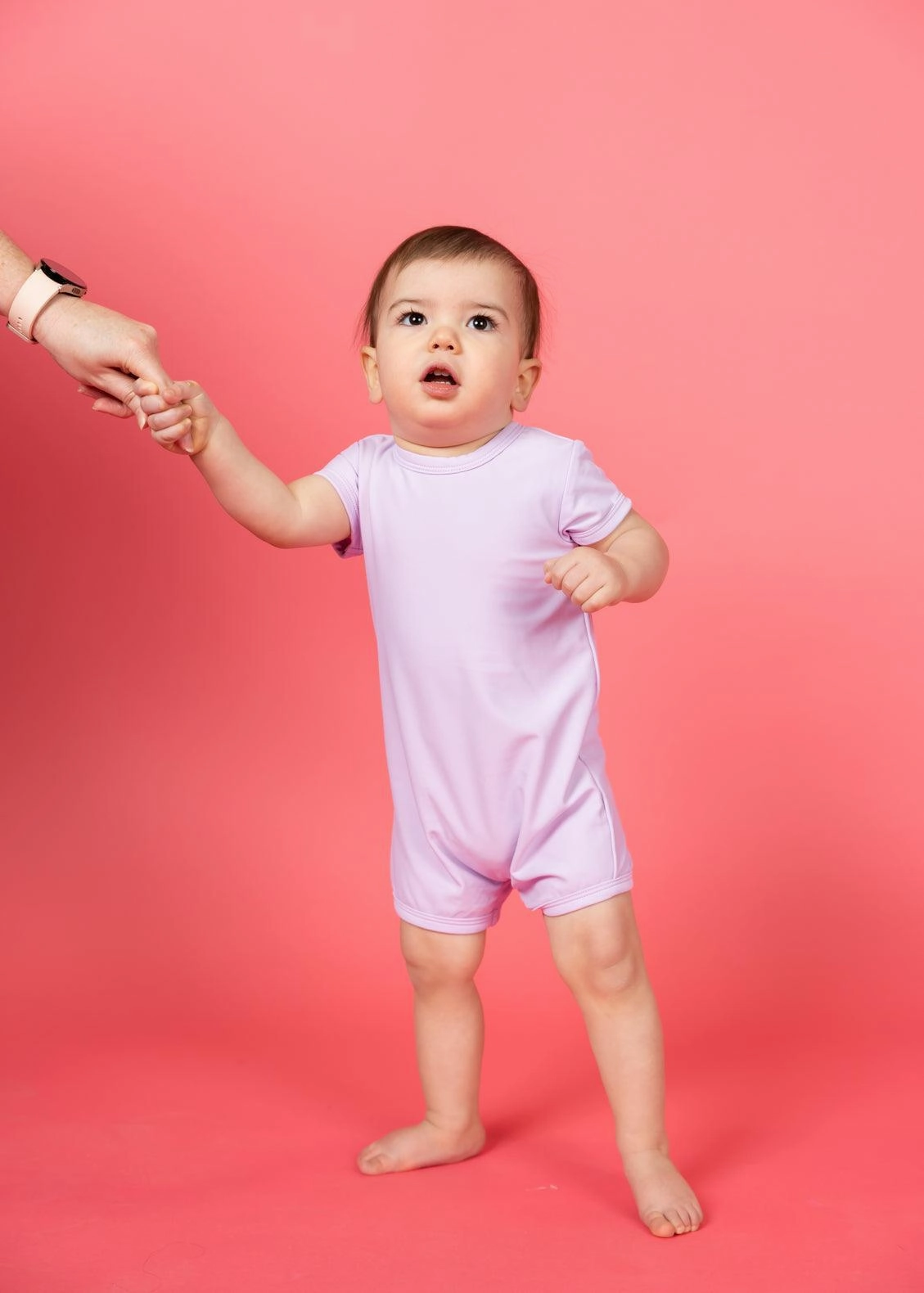 Bright Lilac | Baby Shorties Rashguard (Unisex) girls full coverage swimwear, kids swimwear for pool