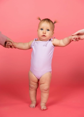 Bright Lilac | Baby Simply One-Piece girls full coverage swimwear, kids swimwear for pool