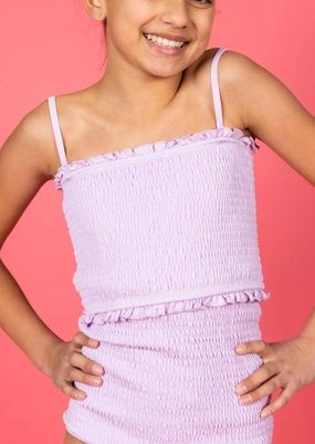 Bright Lilac | Mini Bandeau Top girls full coverage swimwear, kids swimwear for pool