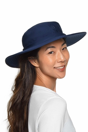 Brighton Chlorine Resistant Bucket Hat | Navy womens athletic swimwear, performance swimwear for women