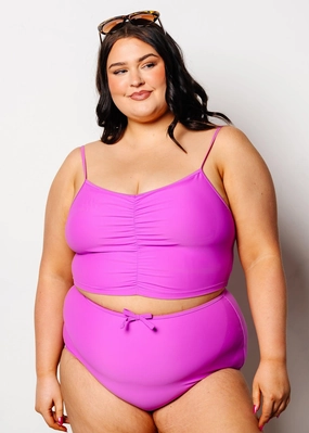 Brilliant Violet | Bow Bottoms elastic waistband swim bottoms, mix-and-match bikini bottoms