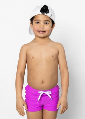 Brilliant Violet | Mini Euro Shorts boys summer swimwear, boys rash guard swim sets