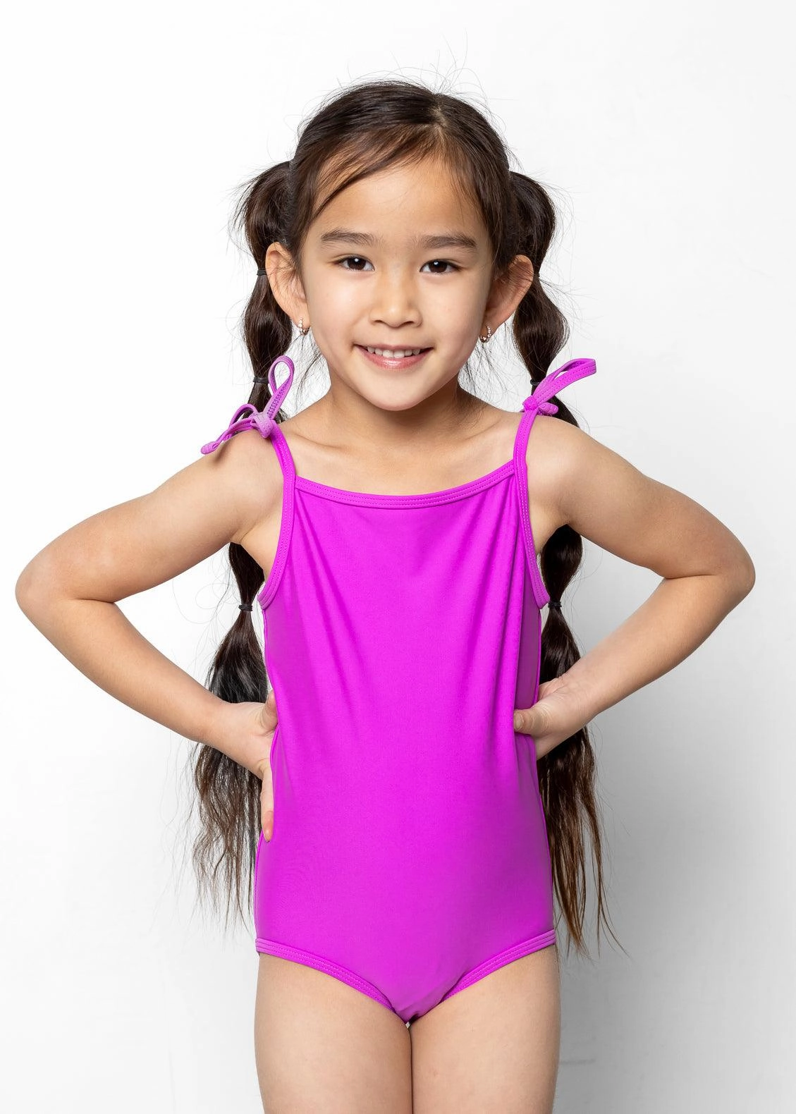 Brilliant Violet | Mini Simply One-Piece girls full coverage swimwear, kids swimwear for pool