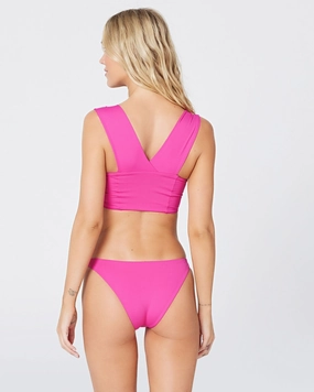 Camacho Bikini Bottom - Bougainvillea ruched bikini bottoms, hipster swimwear bottoms