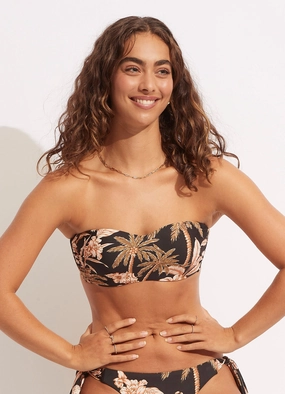 Castaway Bustier Bandeau - Black high waist bikinis women, cheeky cut bikinis for women