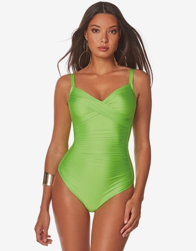 Ceylan Underwire Crossover Swimsuit - Lime cup sized swimwear women, supportive swimsuits for large bust