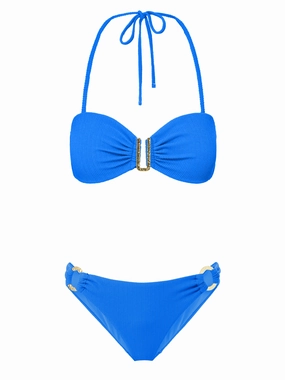 Cindy Top   Ring Trim Bottom in Grotto bikini bottom with tie sides, swim top for sunbathing