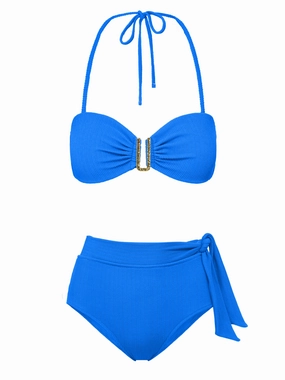 Cindy Top   Side Tie High Waist Bottom in Grotto bikini bottom with tie sides, swim top for sunbathing