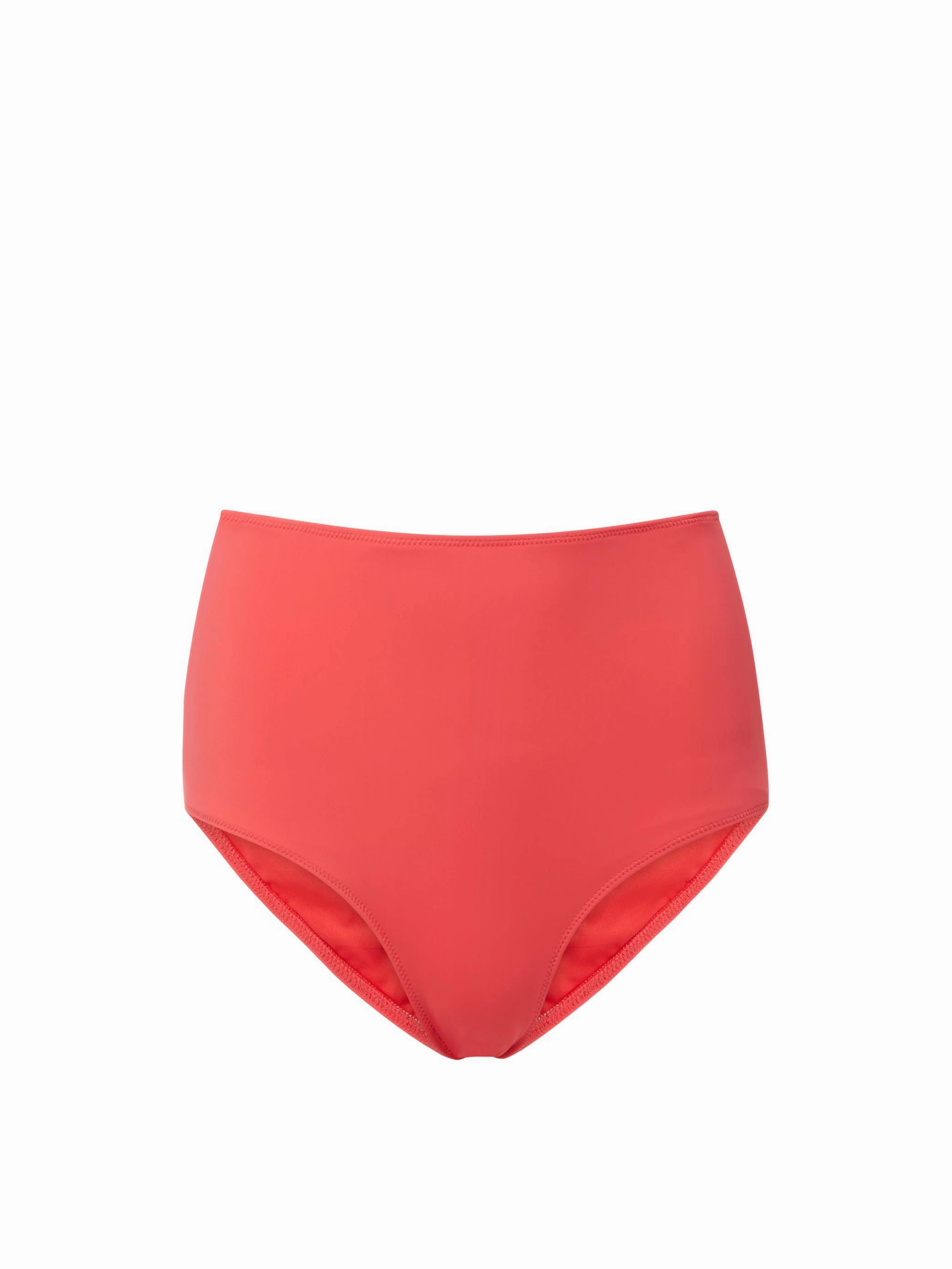 Classic High Waist Bottom Coral Red fashionable beach swimwear, modern womens bikinis