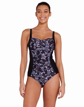 Classique Ruched Front Swimsuit - Black/White minimalistic swimsuits women, sleek swimwear styles