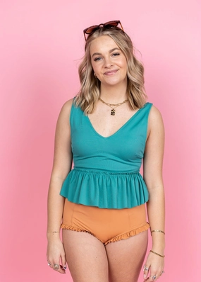Clay | All Ruffled Up Bottoms elastic waistband swim bottoms, mix-and-match bikini bottoms