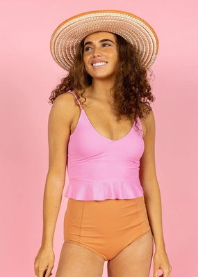 Clay | High-Waisted Bottoms elastic waistband swim bottoms, mix-and-match bikini bottoms