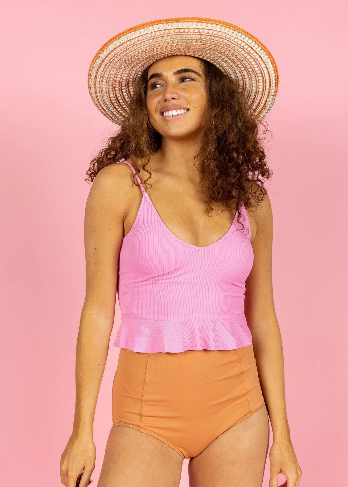 Clay | High-Waisted Bottoms elastic waistband swim bottoms, mix-and-match bikini bottoms