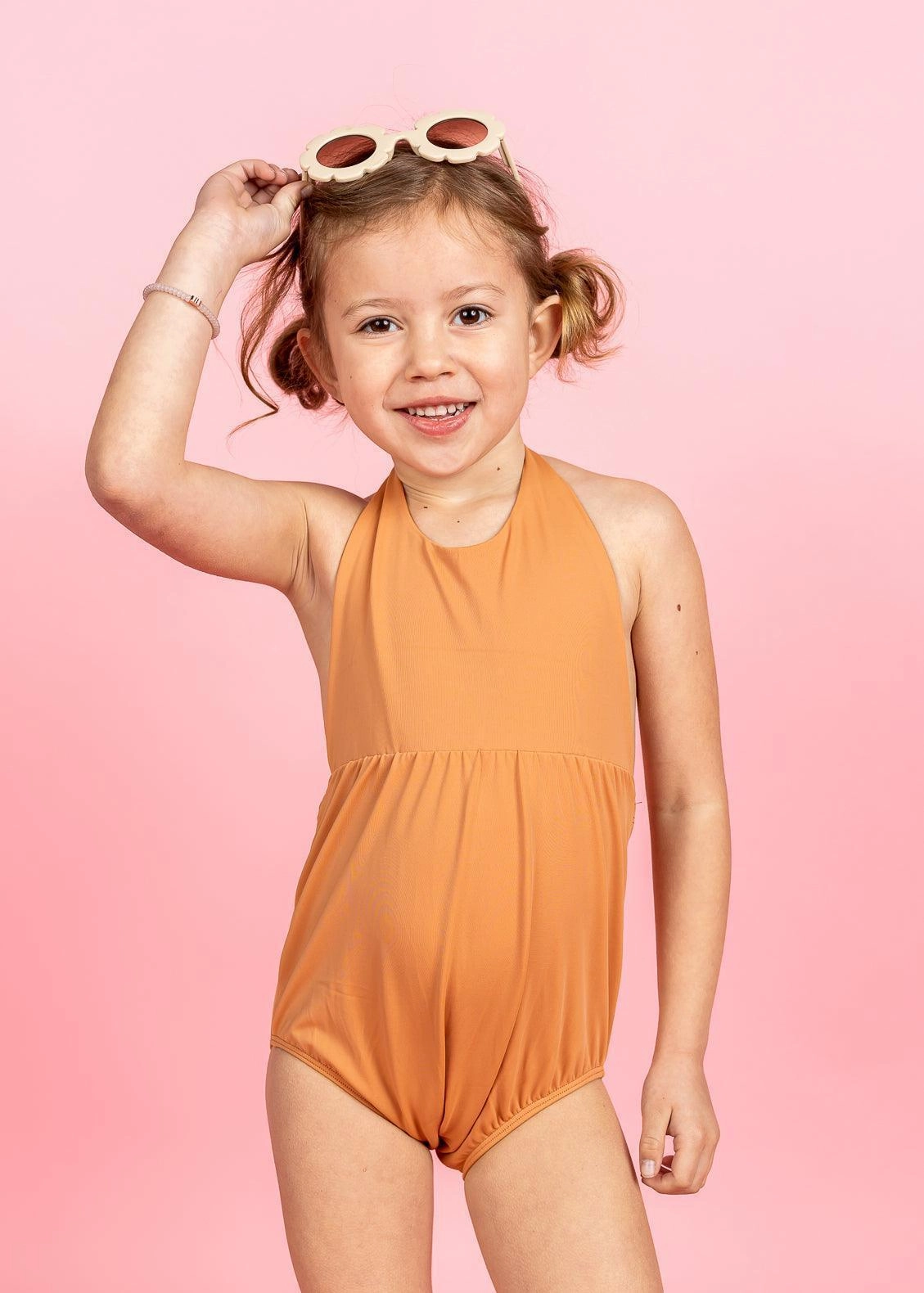 Clay | Mini Romper One-Piece girls full coverage swimwear, kids swimwear for pool